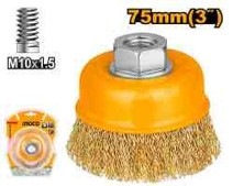 INGCO WIRE CUP BRUSH 75MM M10X1.5 BORE (FOR 4" GRINDER) WB10752