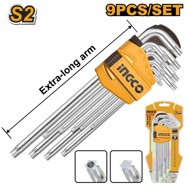 INGCO 9 PCS EXTRA LONG TORX KEY SET T10-T50MM HHK13092