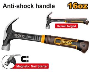 INGCO ANTI SHOCK HANDLE CLAW HAMMER 16OZ HCH81016L thumbnail
