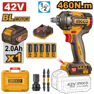 INGCO 42V BL IMPACT WRENCH 460NM 1X2.0AH & CASE CIWLI42461 thumbnail