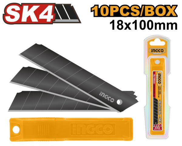 INGCO HIGH TEMPERATED BLACK SNAP OFF BLADE 18MM HKNCB181