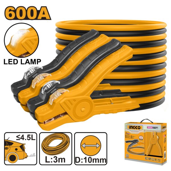 INGCO BOOSTER CABLE 600AMP WITH LED LAMP LENGTH 3.0M HBTCP6008L