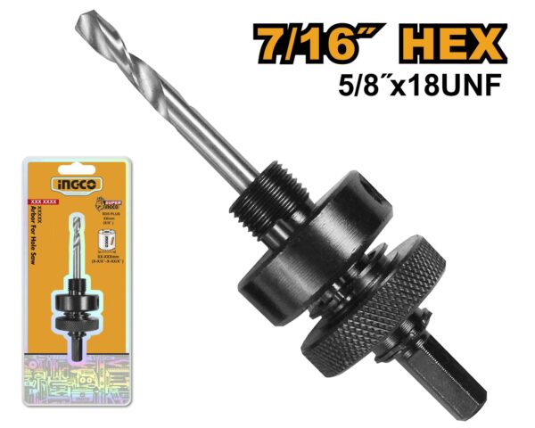 INGCO HOLE SAW ARBOR 11MM HEX SHANK CAP: 32-210MM HSA02