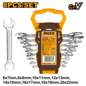 INGCO 8PCS DOUBLE OPEN END SPANNER SET 6-22MM HKSPA2088 thumbnail
