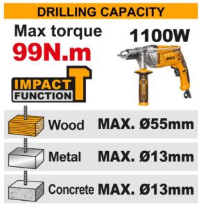 INGCO 42V BL COMPACT IMPACT DRILL 99NM 2X2.0AH & CASE CIDLI429982 thumbnail