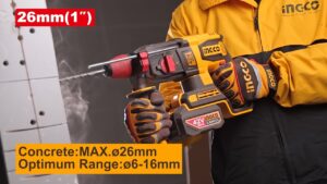 INGCO 42V BL 26MM 4-MODE ROTARY HAMMER 2X2.0AH & CASE CRHLI422682 thumbnail