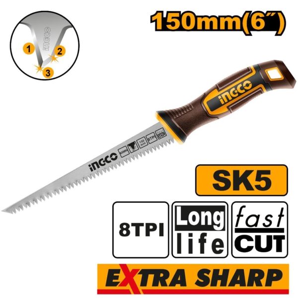 INGCO 6" WALL BOARD SAW HEAT TREATMENT TEETH 8TPI HWBSW1506