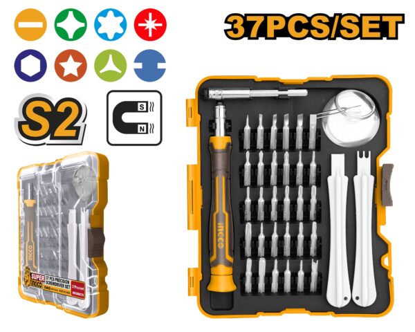 INGCO 37 PCS PRECISION SCREWDRIVER HANDLE & BITS SET HKSDB0378