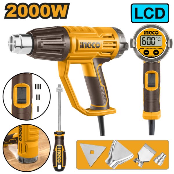 INGCO 3 STAGES HEAT GUN 2000W LCD DISPLAY HG200058