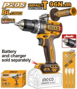 INGCO 20V LI-ION BL IMPACT DRILL 96NM CIDLI209685 (BARE UNIT) thumbnail