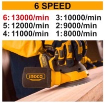 INGCO 20V LI-ION RANDOM ORBIT SANDER 1X2.0+CHARGER, CROSLI20021 thumbnail