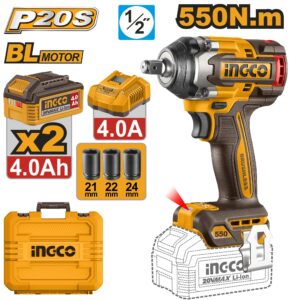 INGCO 20V BL 1/2" IMPACT WRENCH 550NM,2X 4.0AH, CHARGER & CASE CIWLI2055 thumbnail