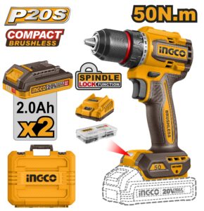 INGCO 20V LI-ION BL DRILL DRIVER 50NM 2X2.0AH+CASE CDLI205062 thumbnail