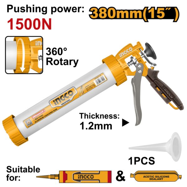 INGCO 15" ALUM PU SEALANT CAULKING GUN HCG0115