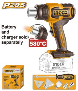 INGCO 20V LI-ION HEAT GUN 300/580°C + TOOLS HGLI2008 (BARE UNIT) thumbnail