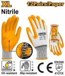 INGCO NITRILE COATED PALM GLOVE 4121X, SIZE XL HGNG04